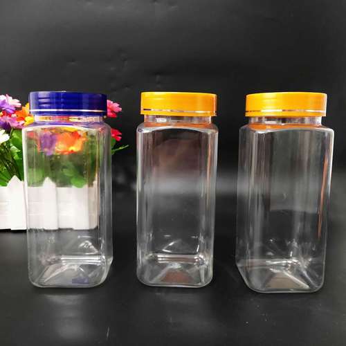 厂家销售 500ml方形塑料罐 鱼药饵料瓶 pet 花茶枸杞瓶 子药材瓶